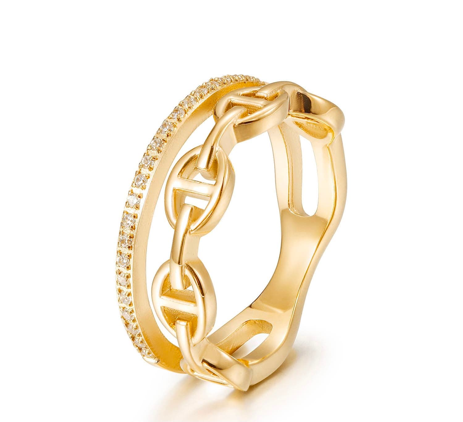 Stella gold chain-link ring