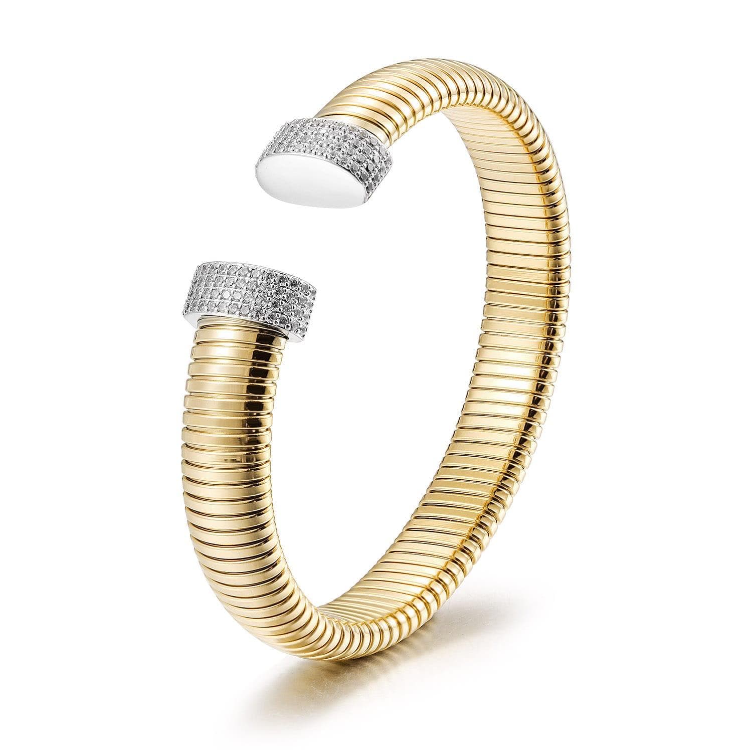 Harlow gold tubogas cuff with pavé crystal caps