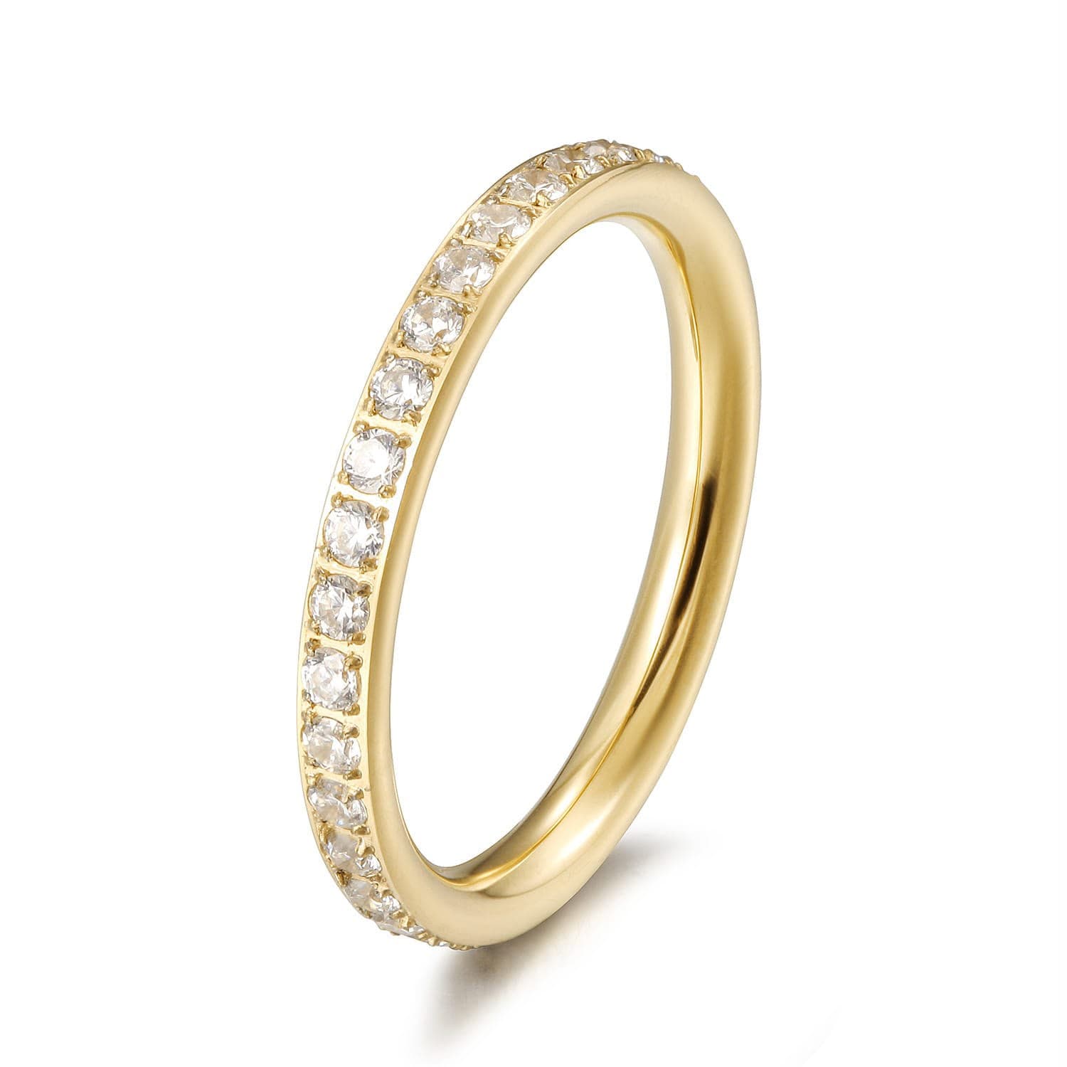 Elle pavé eternity band in gold