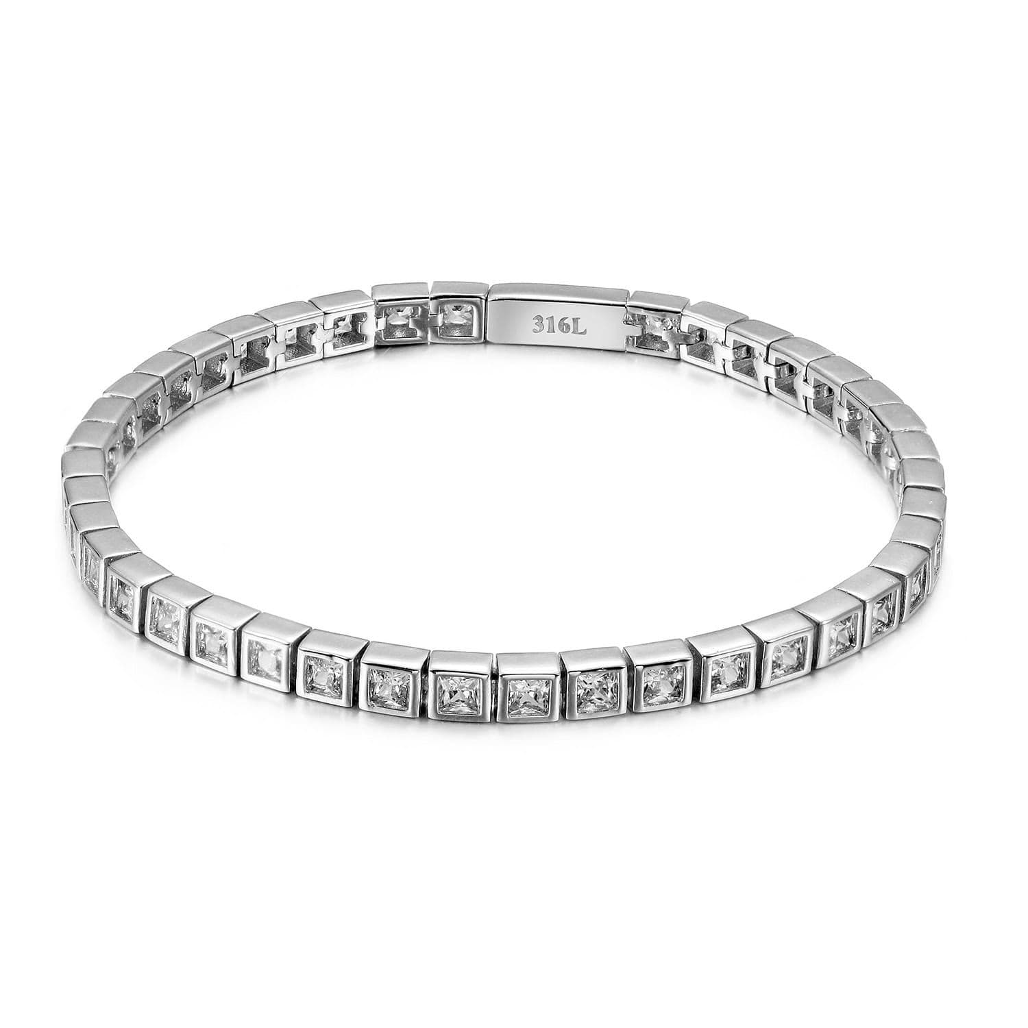 Kaia crystal tennis bracelet in square · silver